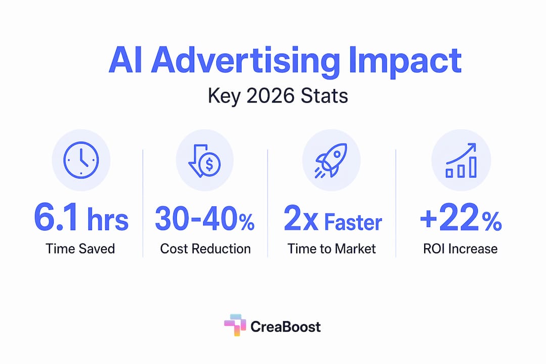 Infographic showing key stats for AI in advertising