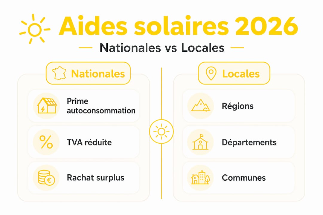 Infographie : panorama des aides solaires, de l’échelle nationale aux dispositifs locaux
