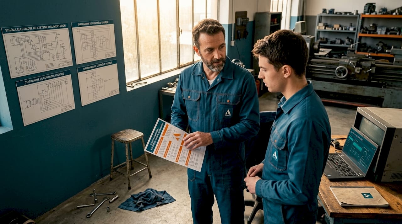 Techniciens en apprentissage pour la maintenance en atelier