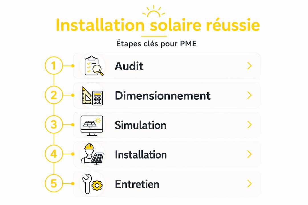 Infographie : les grandes étapes pour installer des panneaux solaires dans votre PME