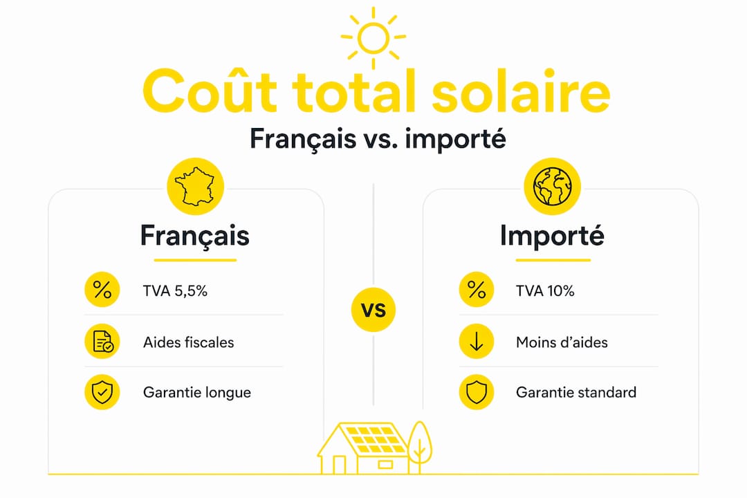 Infographie : comparaison des prix entre modules solaires fabriqués en France et ceux importés