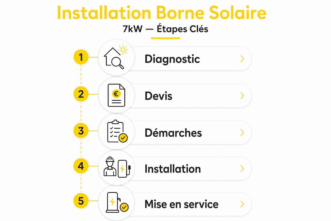 Les grandes étapes pour installer une borne solaire de 7 kW
