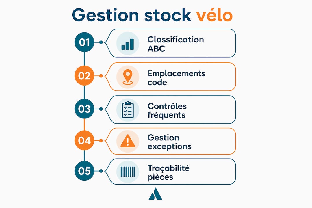 Infographie : les étapes clés pour bien gérer son stock de pièces détachées vélo