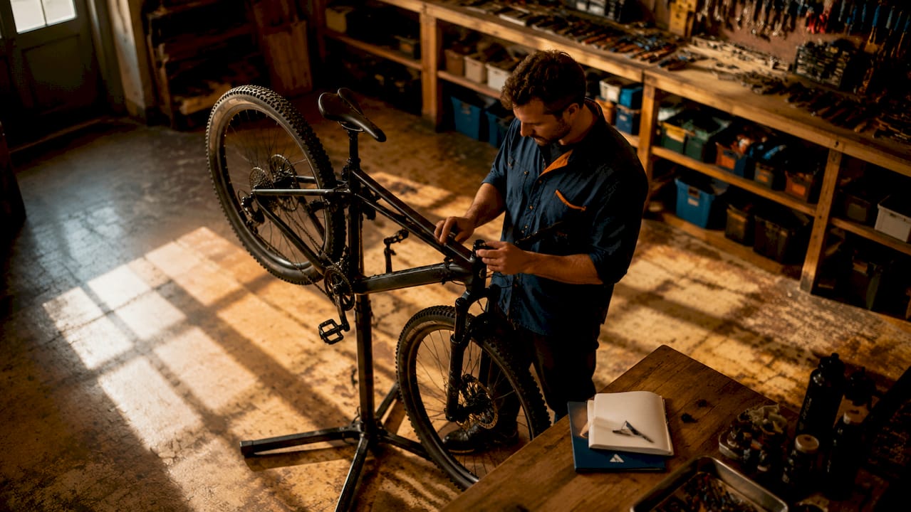 Contrôle visuel d’un vélo à l’atelier
