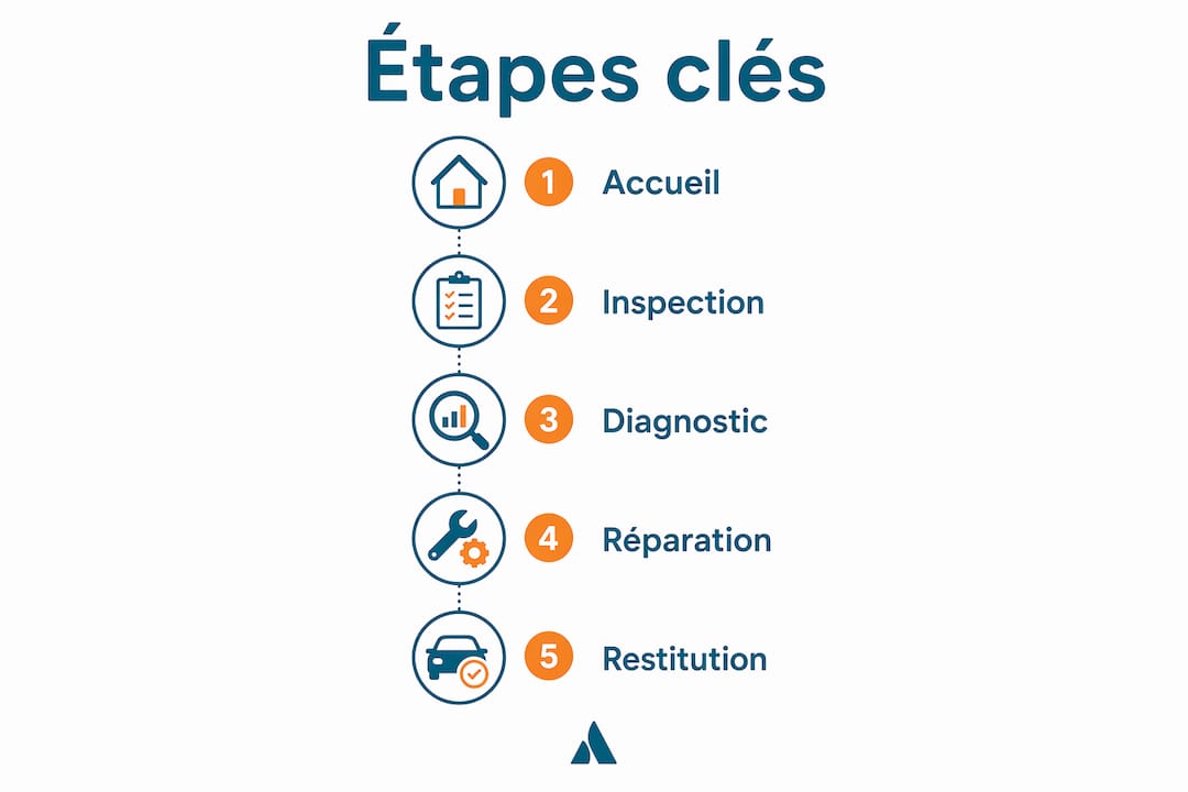 Schéma des grandes étapes d’accompagnement en atelier vélo