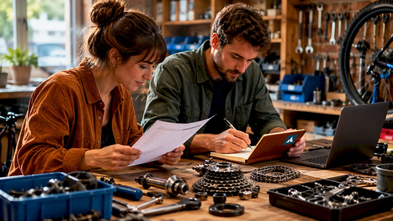 Duo en charge de l’inventaire des pièces détachées à l’atelier vélo