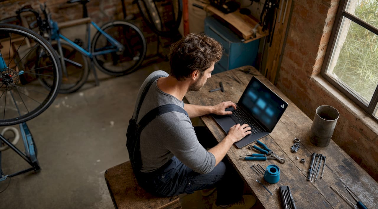 Un technicien en train d’effectuer des diagnostics sur un logiciel spécialisé, au sein de l’atelier.
