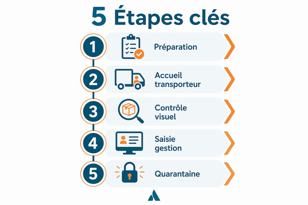 Infographie : les grandes étapes de la réception de marchandises chez un vélociste