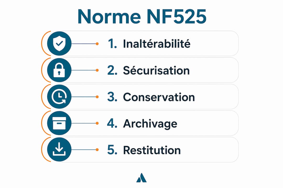 Découvrez en un coup d’œil les différentes étapes essentielles à respecter pour être conforme à la norme NF525 grâce à cette infographie claire et synthétique.