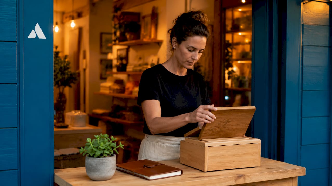 La vendeuse cesse les ventes en vue de la fermeture.