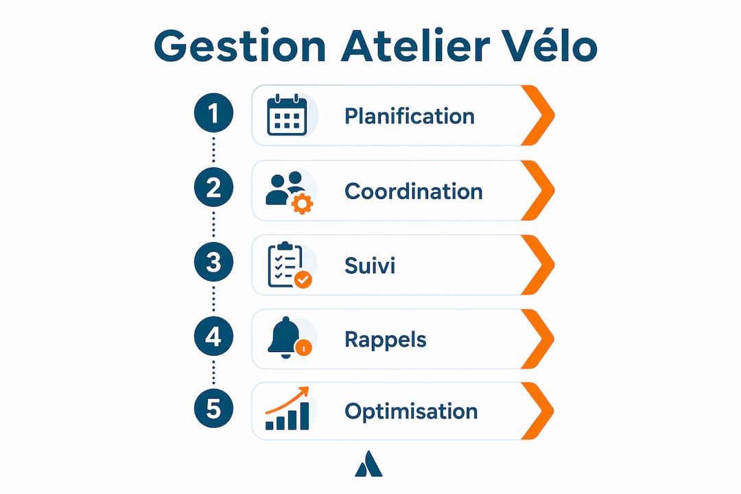 Les grandes étapes incontournables pour organiser efficacement un atelier vélo, présentées en infographie