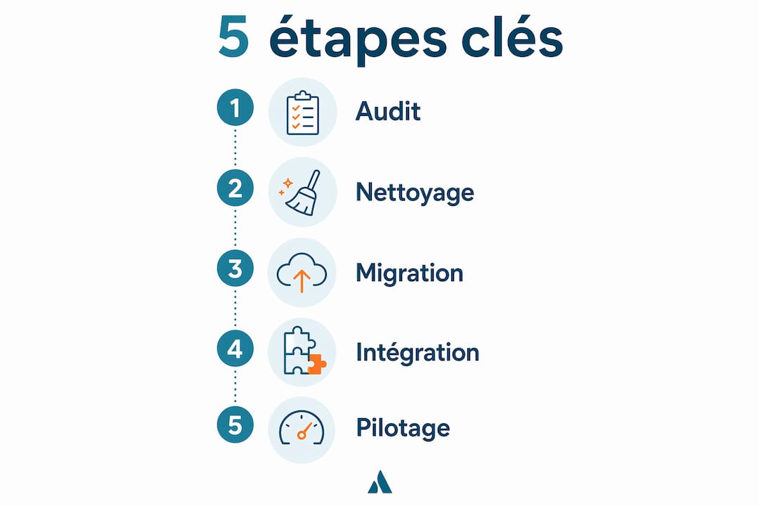 Illustration des 5 étapes incontournables pour réussir la centralisation