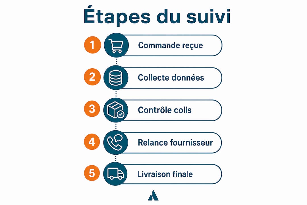 Visuel récapitulatif des principales étapes du suivi de vos commandes