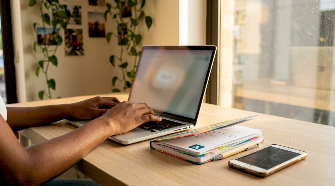 Des mains s'affairent sur un clavier dans le bureau de la comptabilité.