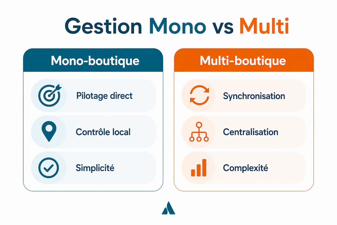 Infographie : gestion d’une boutique unique vs gestion de plusieurs boutiques – les différences clés en un coup d’œil