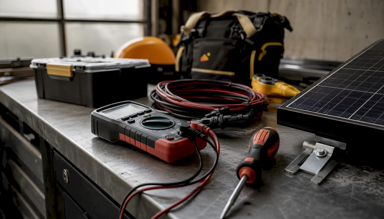 Zoom sur les outils utilisés pour installer des panneaux solaires