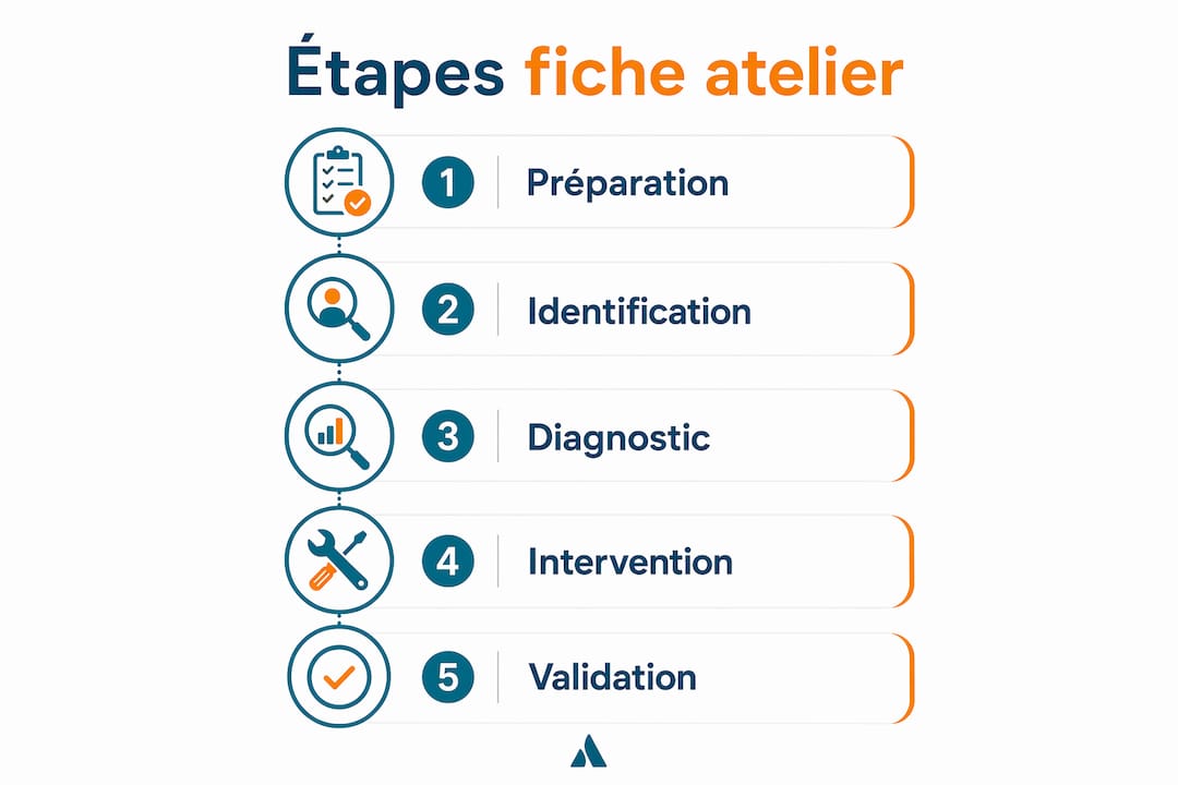 Présentation visuelle des différentes étapes pour concevoir une fiche atelier