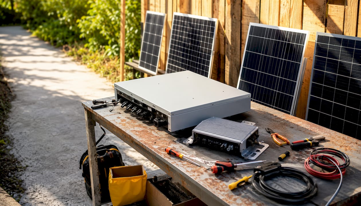 Matériel pour intégrer une installation solaire sur un établi