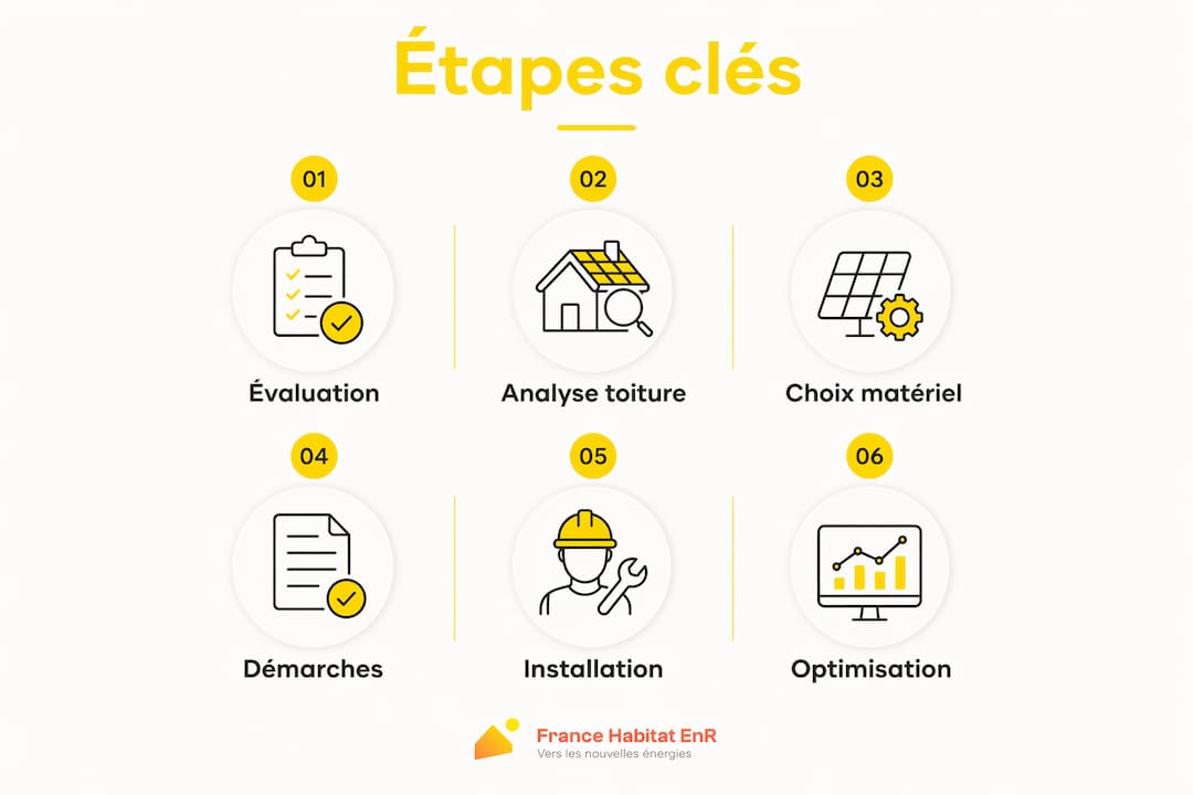 Les grandes étapes pour réussir son projet d’autoconsommation solaire en un coup d’œil