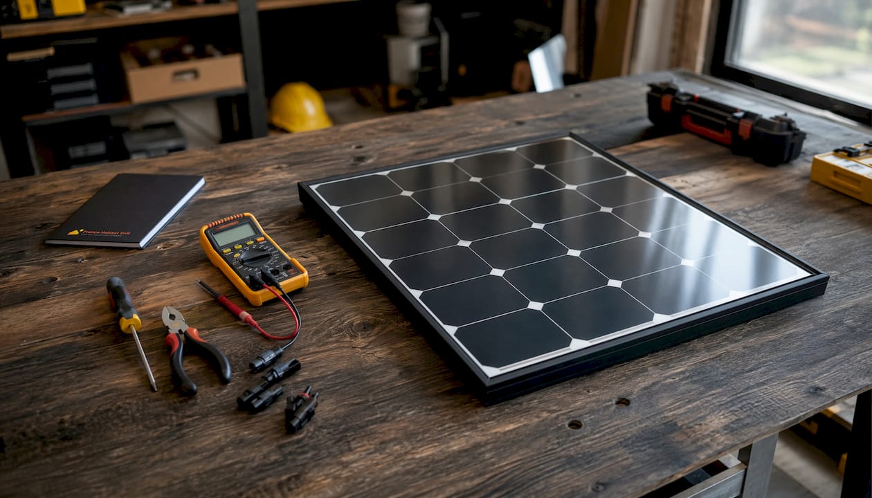 Zoom sur un module solaire testé en laboratoire