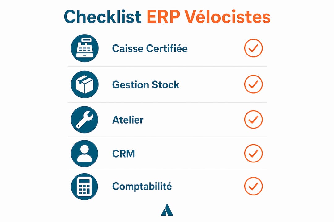 Checklist illustrée des fonctionnalités incontournables d’un ERP pour magasins de vélos