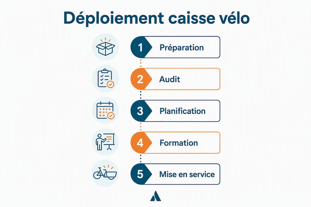 Infographie : les étapes clés pour installer une caisse en magasin de vélos