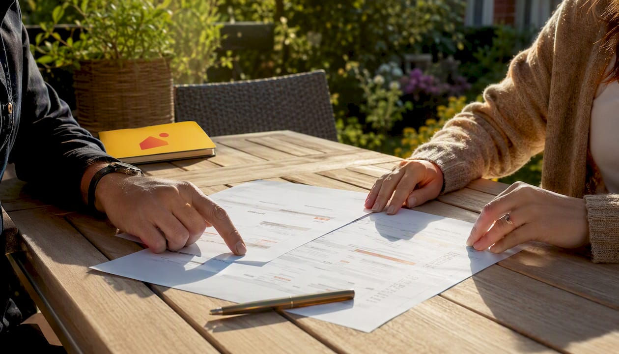 Un homme examine et compare plusieurs devis pour la rénovation énergétique de son logement.