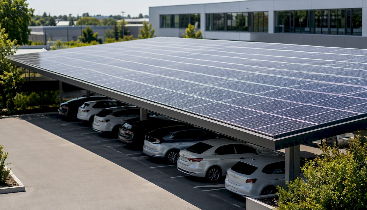 Installation d’ombrières photovoltaïques sur le parking des bureaux