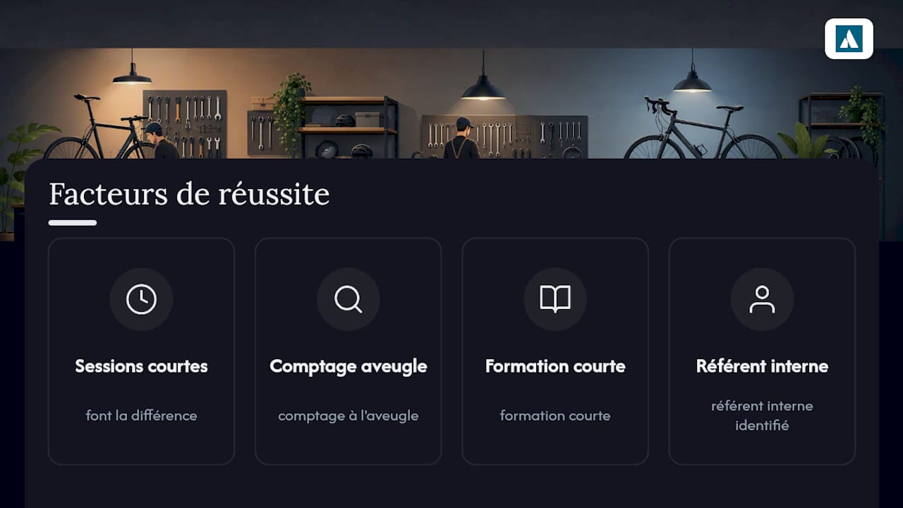 Schéma des facteurs clés de succès pour la gestion des stocks dans les ateliers de vélo