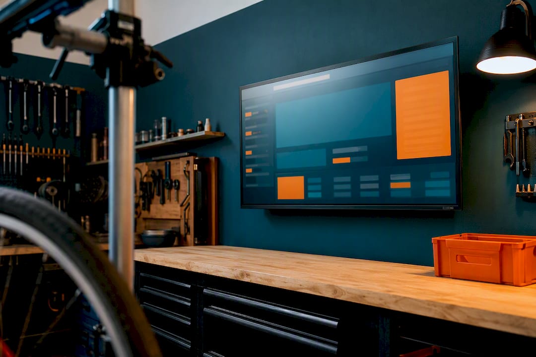 Tableau de bord abstrait dans un atelier de vélo