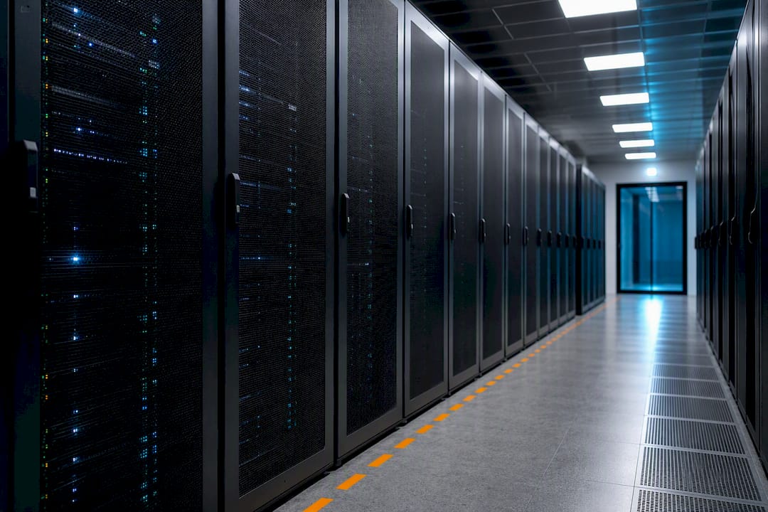Allée de datacenter sécurisé en France