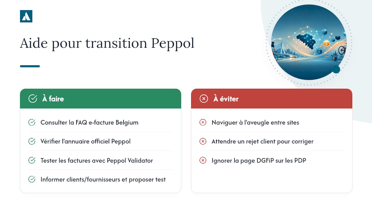Où trouver de l'aide pour la transition Peppol en tant que vélociste ? — overview diagram