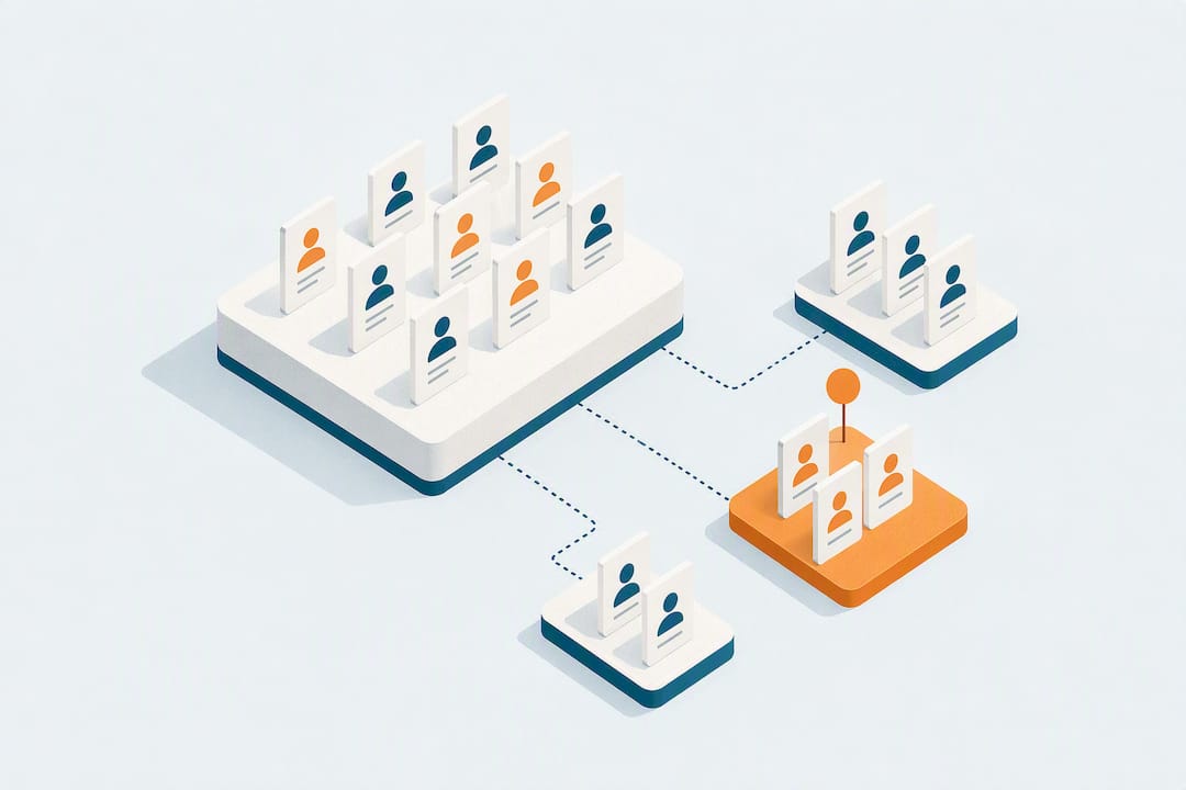 Ilustración isométrica de segmentos de clientes