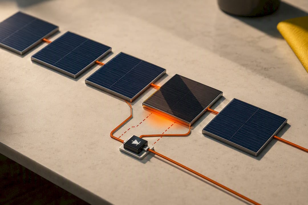 Cellule à l'ombre et diode de dérivation