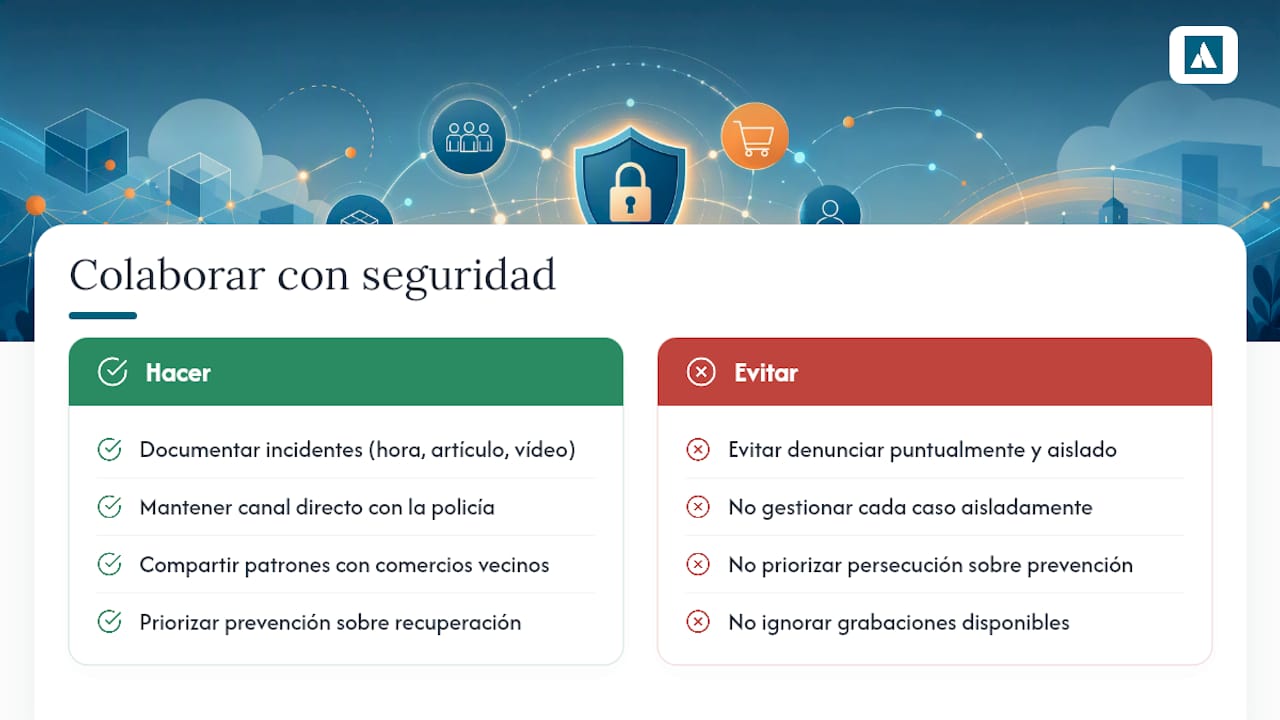 Cuándo y cómo colaborar con seguridad y autoridades ante el hurto externo — overview diagram