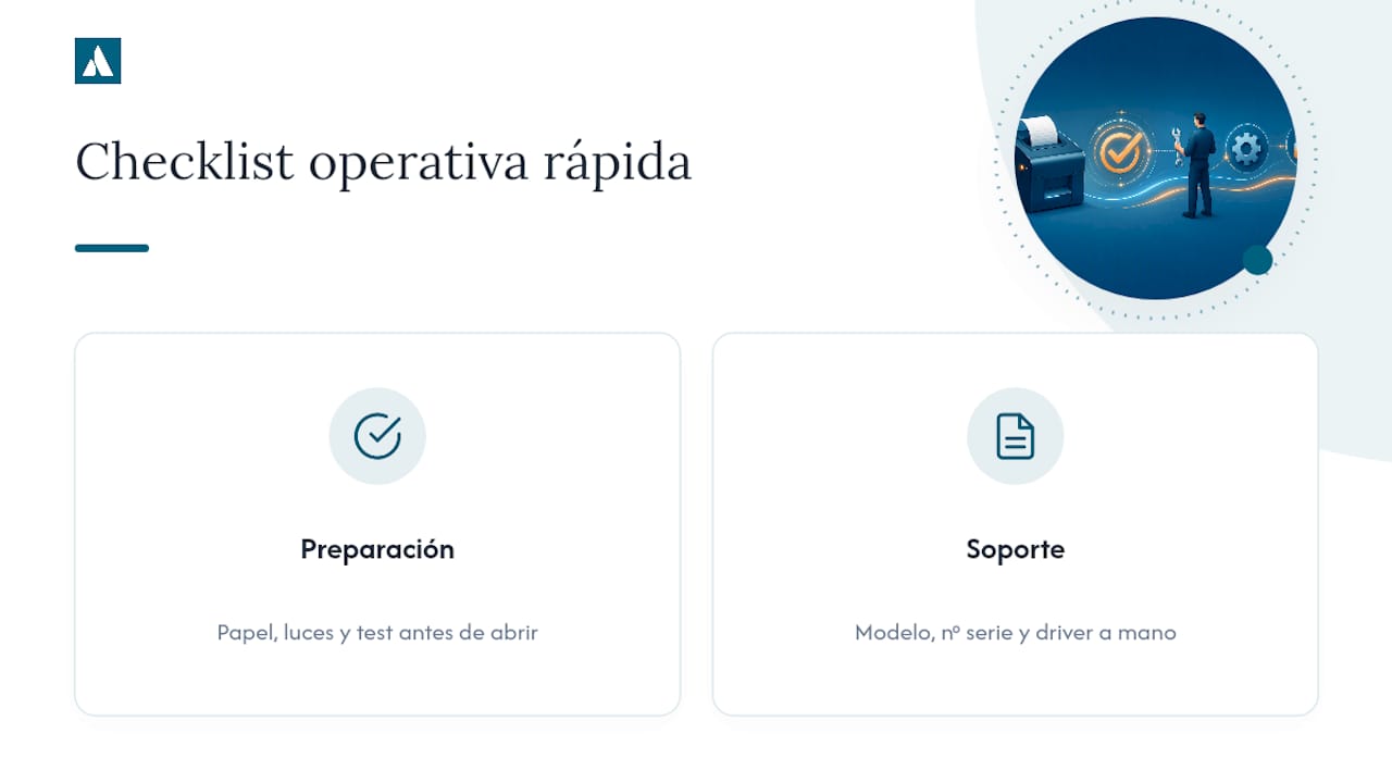 Lista de verificación operativa para impresora de tickets