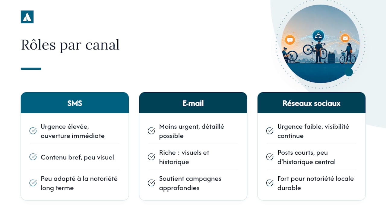 Comparaison des rôles des trois canaux marketing