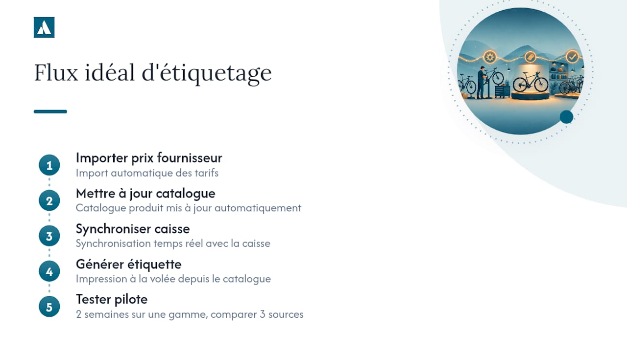 Quels outils logiciels facilitent l'étiquetage et la mise à jour des prix ? — overview diagram