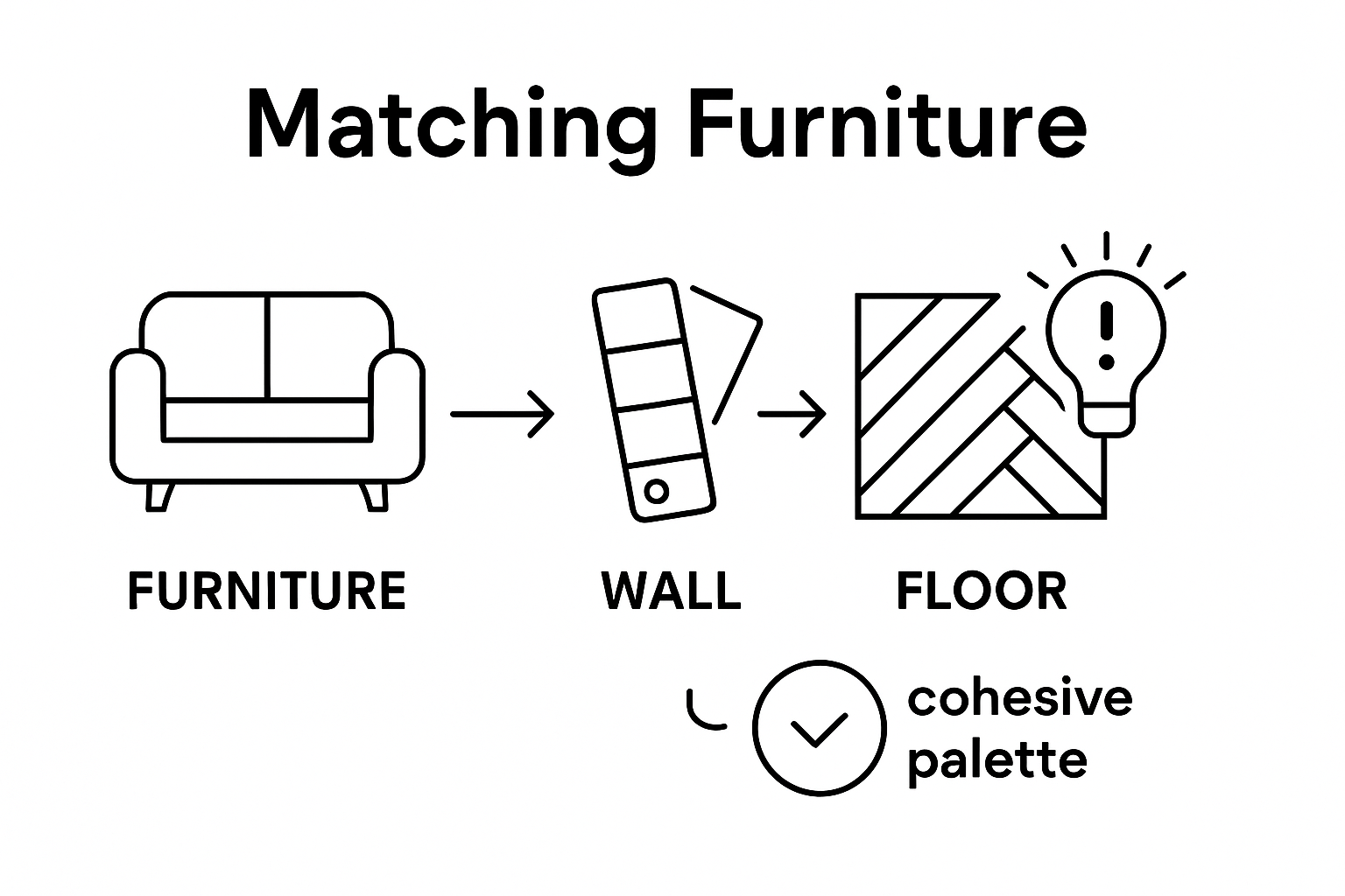 Infographic showing steps to match furniture to décor