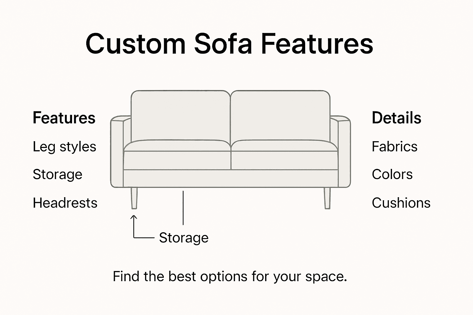 Infographic showing custom sofa main features