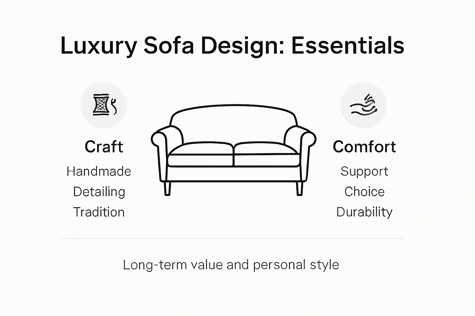 Infographic showing luxury sofa design essentials