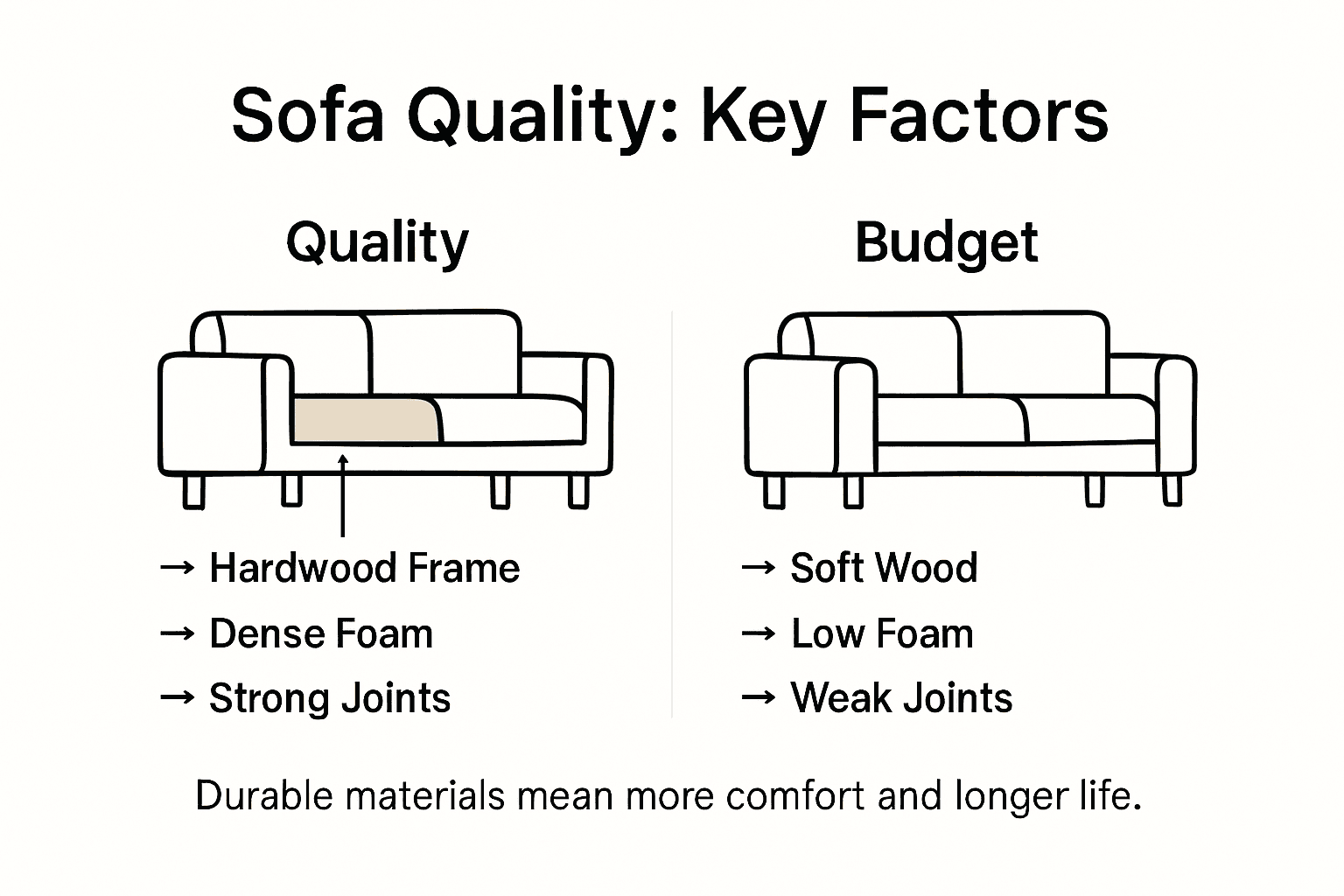 Infographic showing sofa quality versus budget points