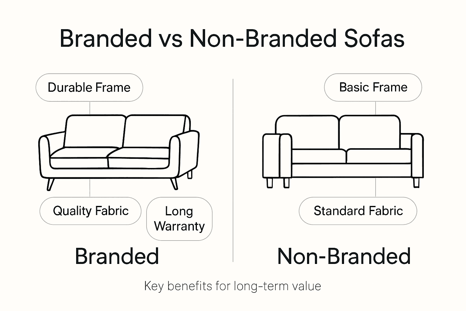 Infographic showing branded versus non-branded sofas