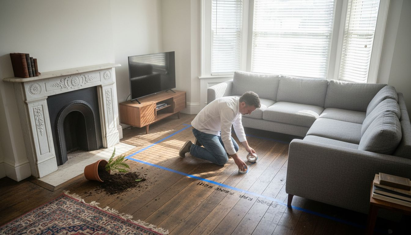 Aligning sofa with window and fireplace