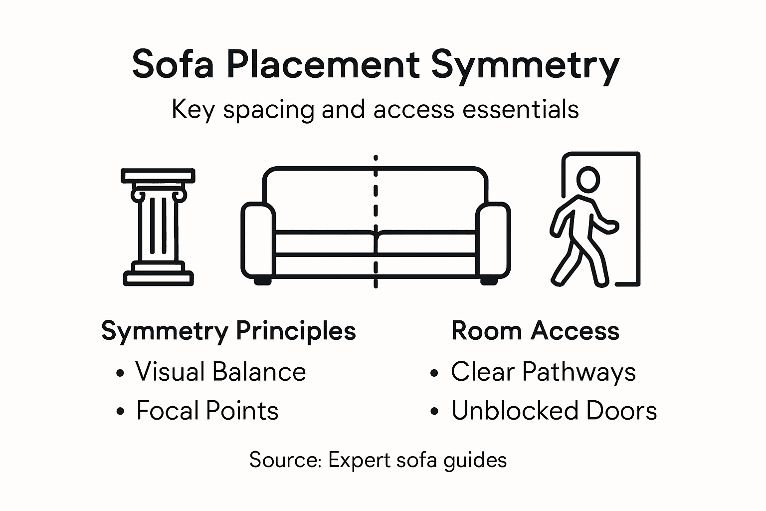 Infographic about sofa symmetry and access
