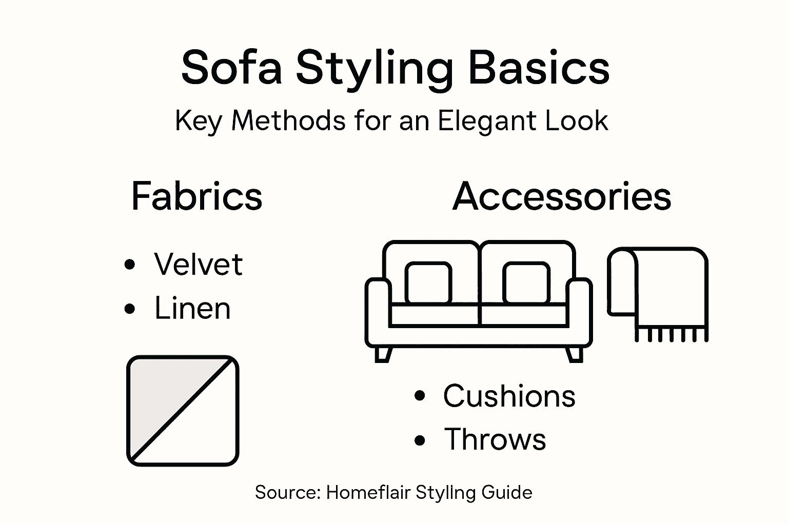 Infographic highlighting sofa styling principles