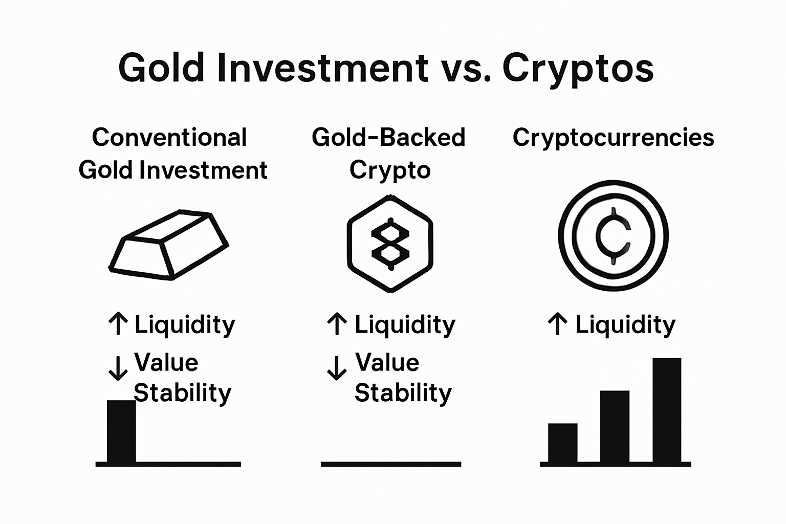 Infographic: gold vs crypto vs gold-backed crypto
