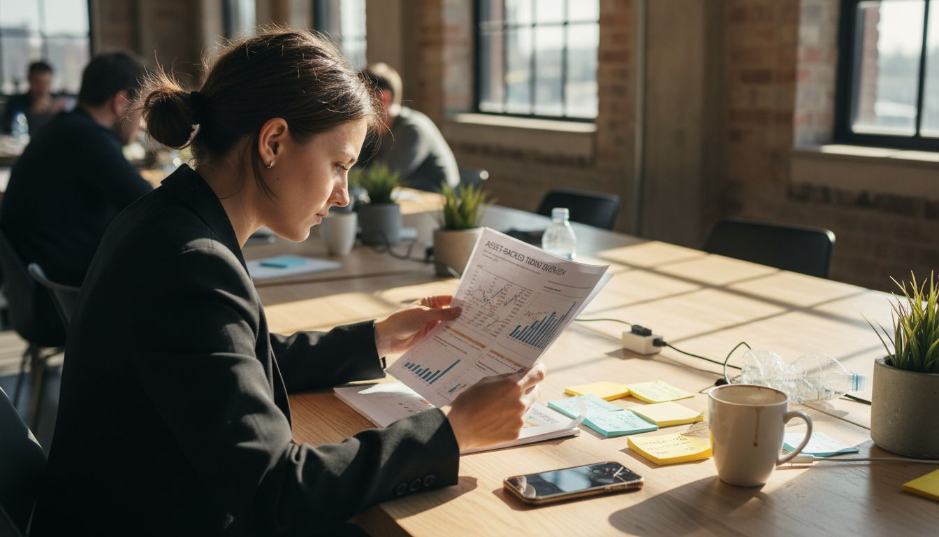 Investor reviews token report at desk