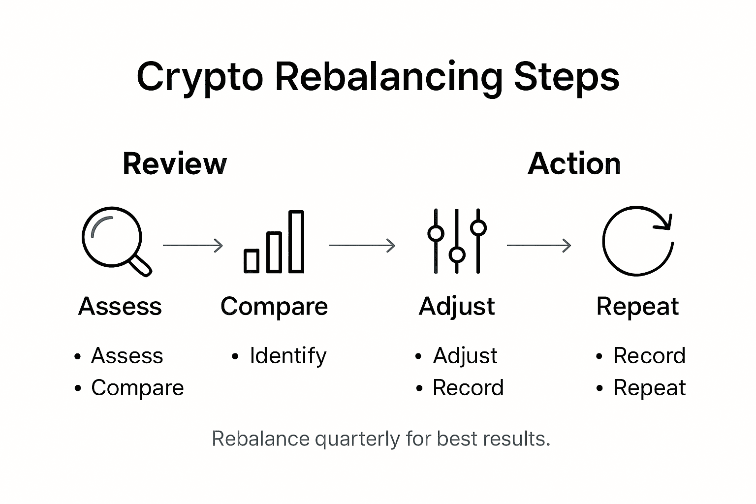 Infographic outlining crypto portfolio rebalancing process