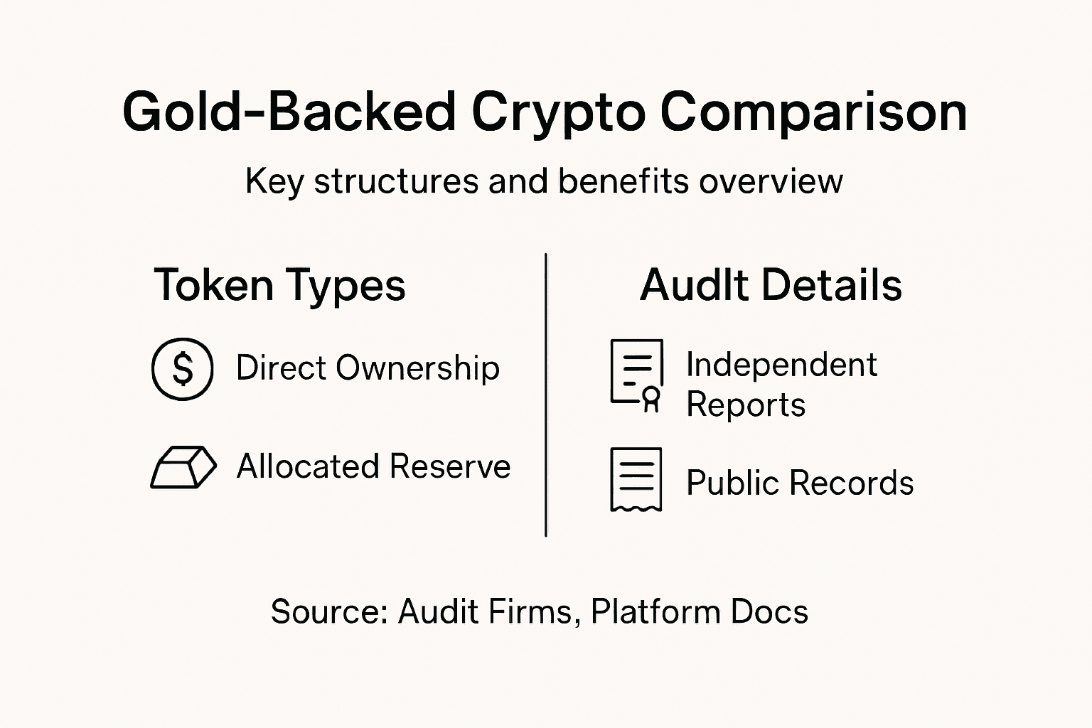 Infographic comparing gold-backed crypto key features